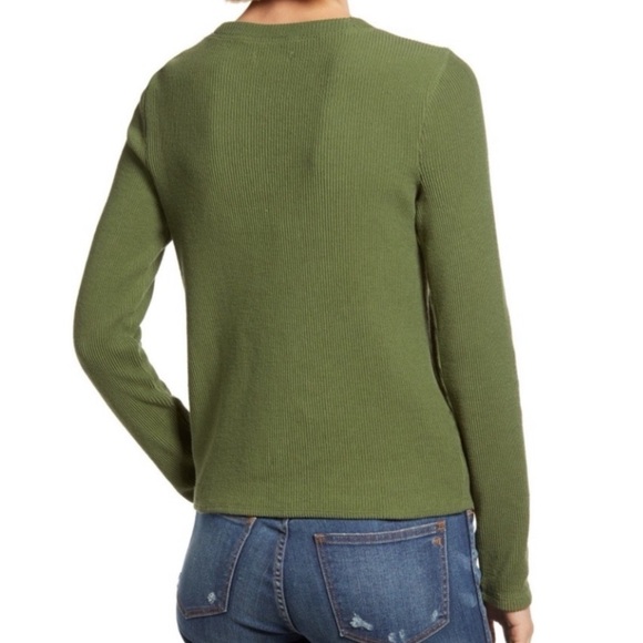 Madewell Green Ribbed Asymmetrical Top - S - Picture 3 of 7
